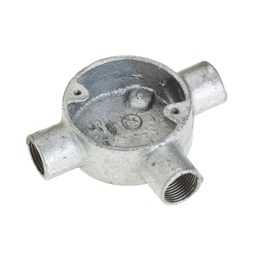 GI Three Way Junction Box for Electrical Conduit Installation